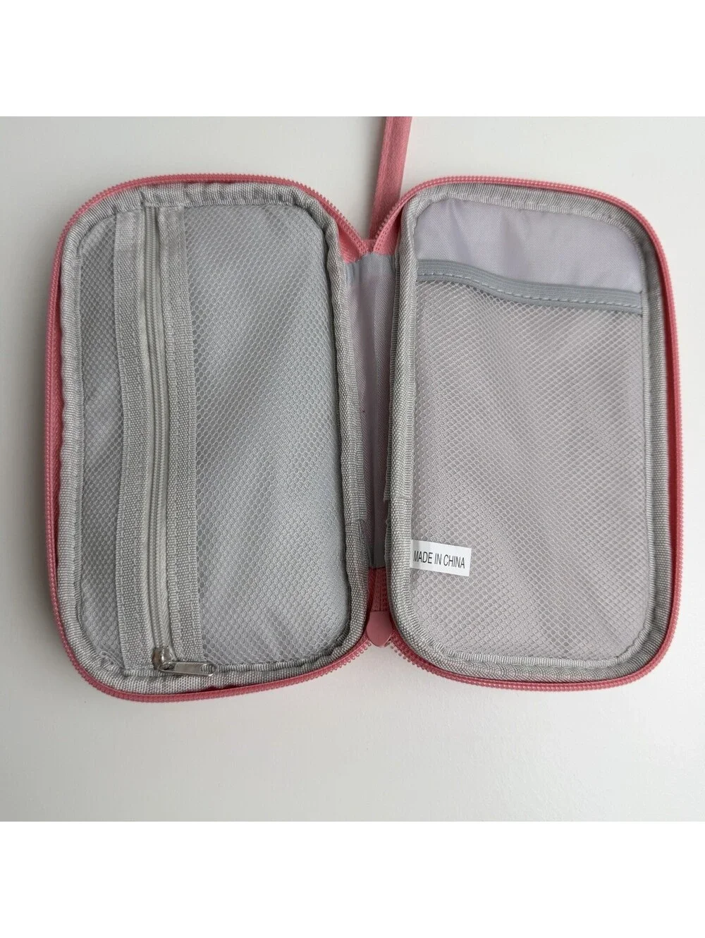 Pink Travel Electronics Organizer Case Cable Charger Cord Storage Wrist Strap